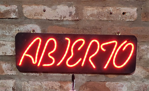 Cartel Abierto Led Neon Grande 60 X 18 Cm Verde