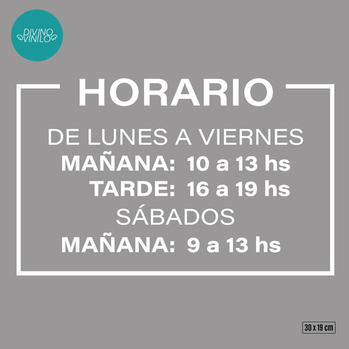 Vinilo De Corte Horario Para Local / Vidriera