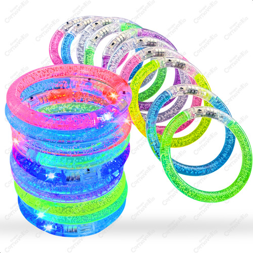 Kit 10 Pulsera Luminosa Plástico Colores Luz Led Fiesta Boda Color Multicolor