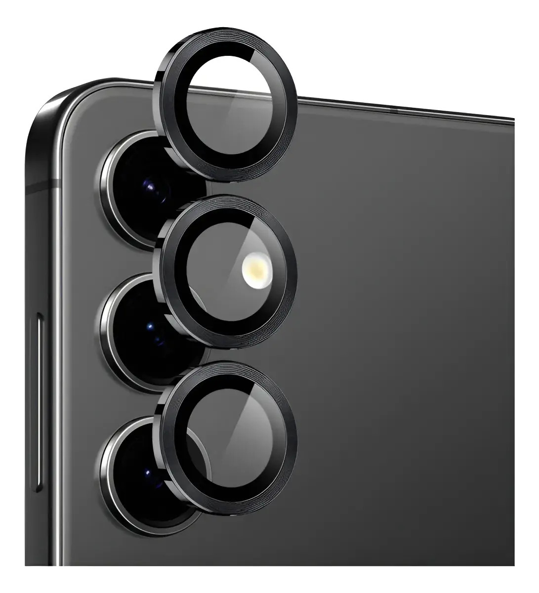 Protector de Cámara para Samsung S25 FE, Vidrio Templado con 3 Lentes, Negro