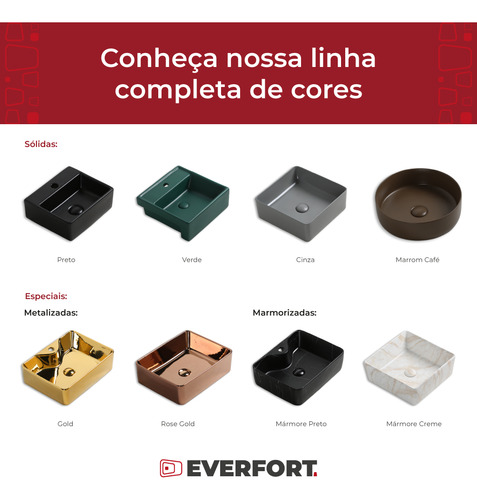 Cuba De Apoio Quadrada Com 39cm Mármore Creme Everfort