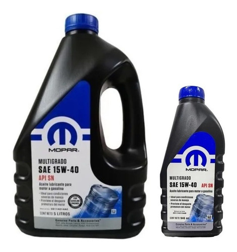 Garrafa 5 L Y Botella 946 Ml Aceite Motor 15w40 Mopar