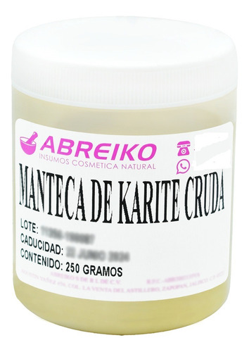 Manteca De Karite Sin Refinar Organica 250 Gramos 
