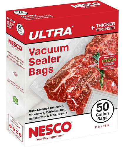 Nesco Heavy Duty Vaccum Sealer Bags- Galón 50 Cuenta