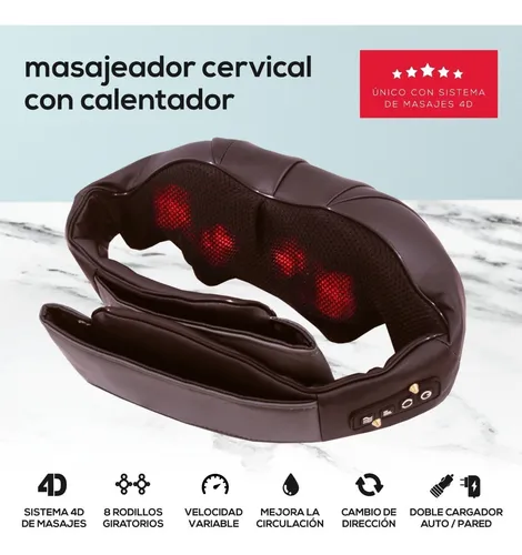 Masajeador cervical hombros pies shiatsu calor infrarrojo sales