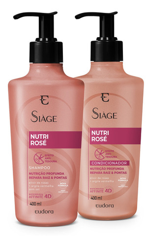 Kit Siàge Nutri Rose: Shampoo 400ml + Condicionador 400ml