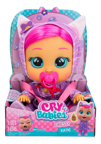 Muñeca Cry Babies Bebes Llorones Dressy Katie Con Pelo