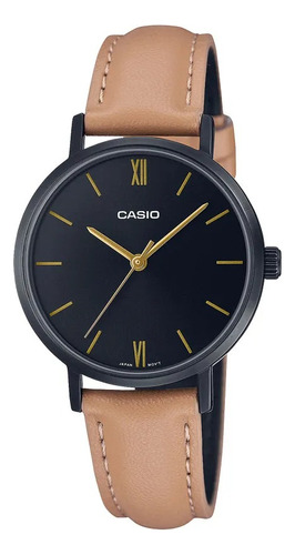 Reloj Casio Ltp-vt02bl Cuero Carcasa Acero Extra Chato Wr