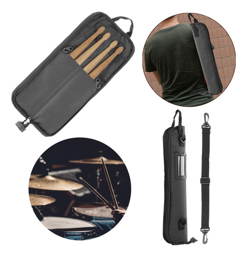 Drum Stick Gig Bag Resistente Al Agua Negro Poner 8 Palos