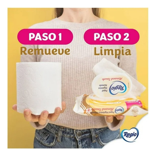 6 Pzas Papel Higiénico Húmedo Regio Almond Touch.