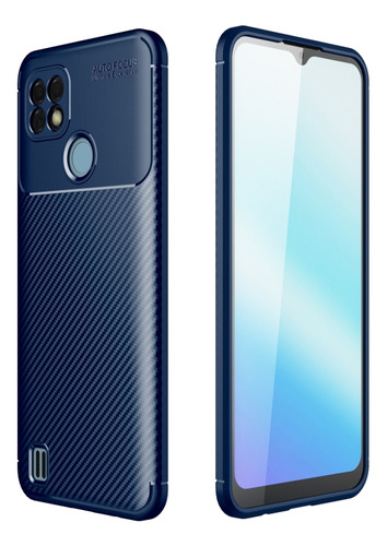 Funda Tpu Con Textura De Fibra De Carbono Azul Para Oppo Rea