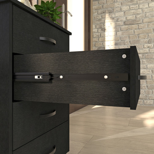 Cajonera Nápoles. Mueble Armable Para Ropa, 4 Cajones Negro Liso