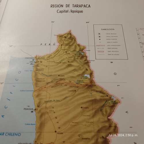 Mapa Región De Tarapacá 34x25cm. Imp. 1976 (Usado)