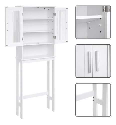 Estantería Para Baño Sobre Inodoro 4 Niveles Ajustable Blanc