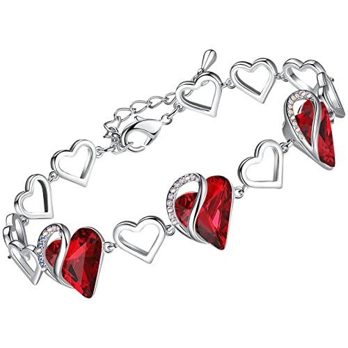 Pulseras De Amor Infinito Con Eslabones Corazón De Cristal