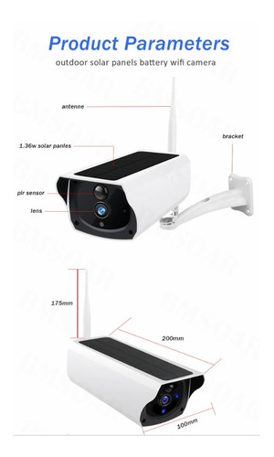 Imagen 6 de 10 de Cámara Exterior Solar Ip Wifi Seguridad 1080p Full Hd