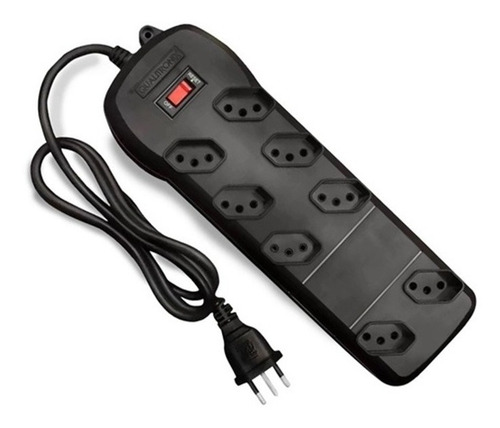 Imagem 2 de 2 de Filtro De Linha 8 Tomadas - Preto - Bivolt