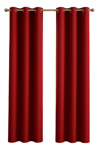 2 Cortinas Blackout Con Aislamiento Térmico Color Rubi