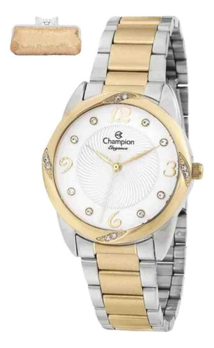 Relógio Champion Elegance Prata E Dourado Feminino Cn25734s Cor do fundo Branco