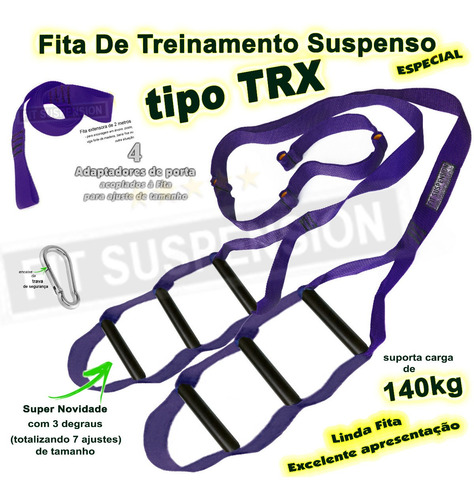 Imagem 1 de 9 de Fita De Treinamento Suspenso Tipo Trx Com 7 Pontos De Regula
