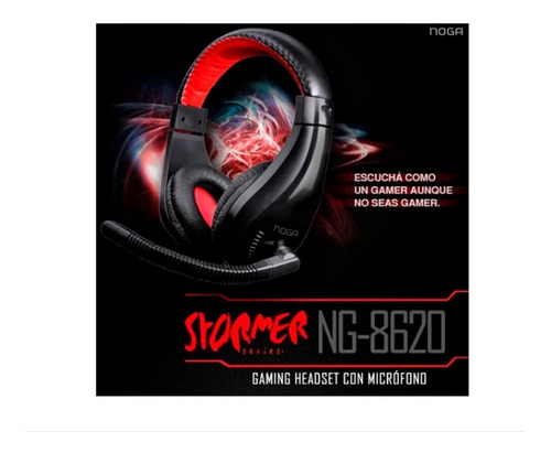 Auriculares gamer Noga Stormer NG-8620 negro y rojo
