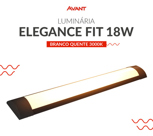 Kit 5 Luminaria Led Elegance Fit 18w 3000k Preto Avant