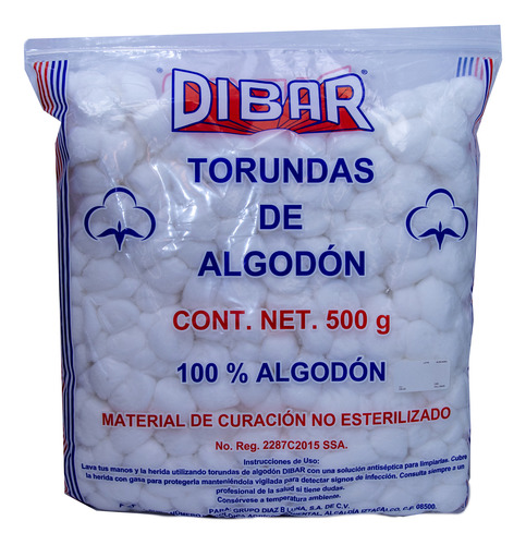 Torunda De Algodón Dibar No Estéril Absorbente 500g