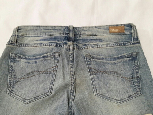 Jeans Crop Mujer Celeste Sutil Ripped T/38 Marca Refuge