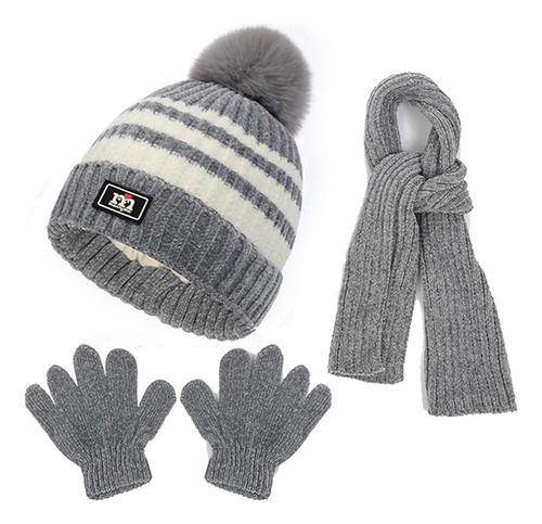 Juego De 3 Guantes Y Gorros Tejidos De Invierno Para Niños Y