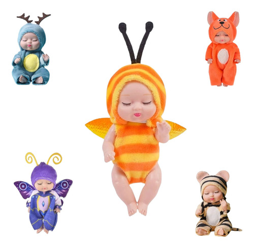 Brinquedo Kit 6 Mini Boneca Bebê Reborn Menina Presente