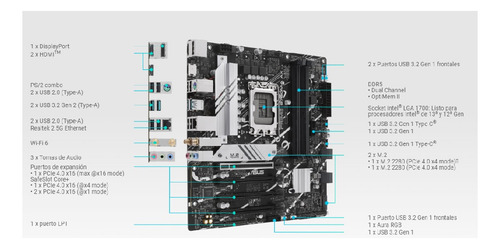 Placa Madre Asus Prime B760m-a Ax Socket Lga 1700
