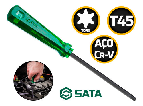 Chave Torx Imantada Com Cabo Reta T45 Sata Crv