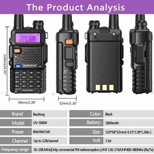 Baofeng Uv5r Radio De Dos Vías De Alta Potencia Radio ...