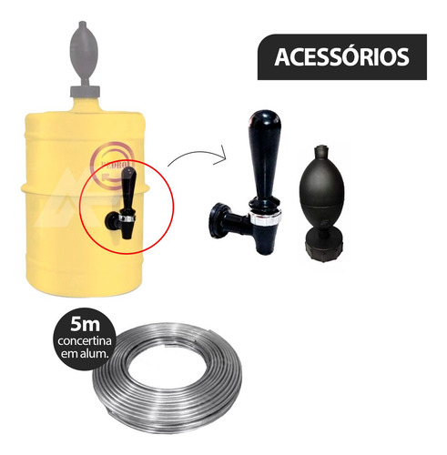 Chopeira Portatil A Gelo Aluminio Torneira Mod Italiana 5,1l Cor Vermelha E Azul