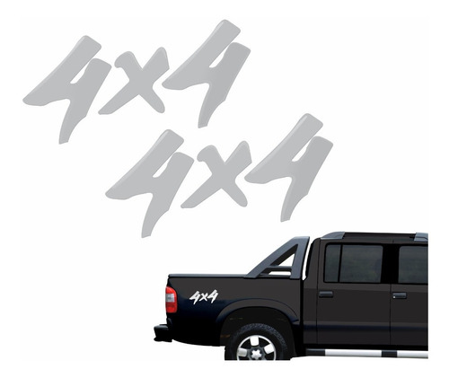 Emblema Adesivo Resinado 4x4 S10 1995 Prata Par S10r66