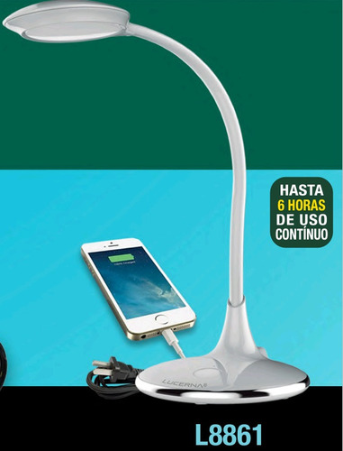 Lámpara Led De Escritorio Recargable + Usb, Lucerna