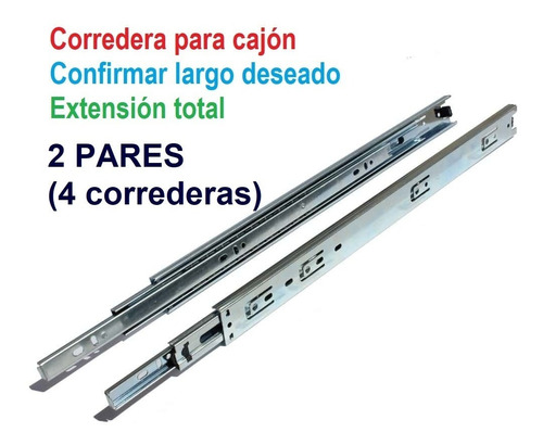 2pares Corredera Cajon Extensión Total 50cmx35mm 20'' Ligera