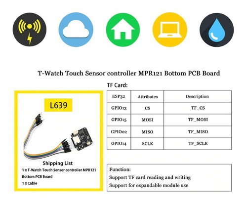 Imagen 2 de 2 de Ttgo Tarjeta Board Watch L639 Touch Tactil Sensor Mpr121 Ctr