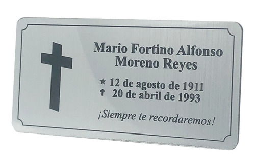 Placa Funeraria Para Urna/nicho 12x6cm Grabado Personalizado