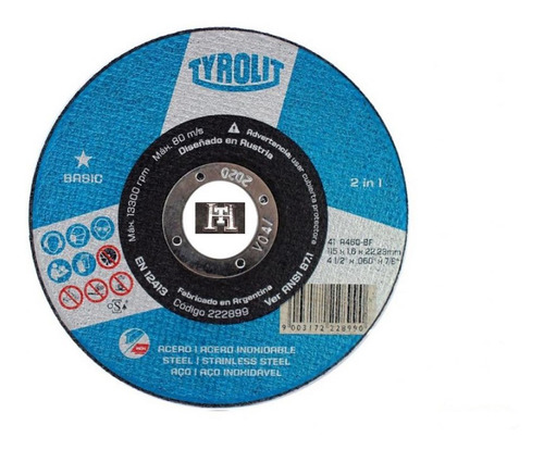Disco Corte Tyrolit Basic 114 X 1,6 Mm Caja X 25 Un
