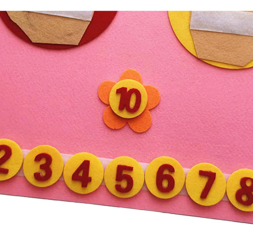 Juguetes De Matemáticas De Fieltro, Tablero Contando Rosa