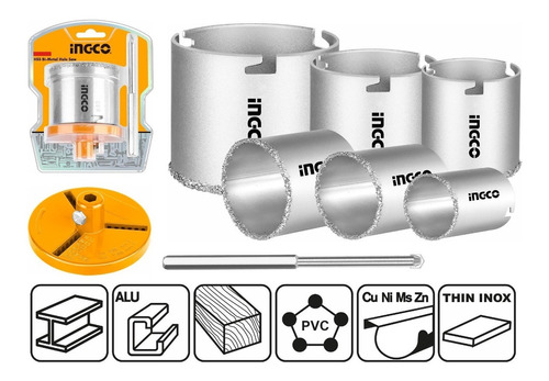 Sierra Copa De Carburo 6pzs Metal Madera Pvc Aluminio 