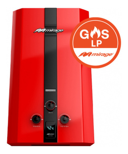 Calentador de agua a gas GLP Mirage Flux MBF10BB rojo