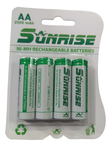 Baterías Recargables Aa Sunrise 8 Pilas/ 2.500 Mah 1.2 V 