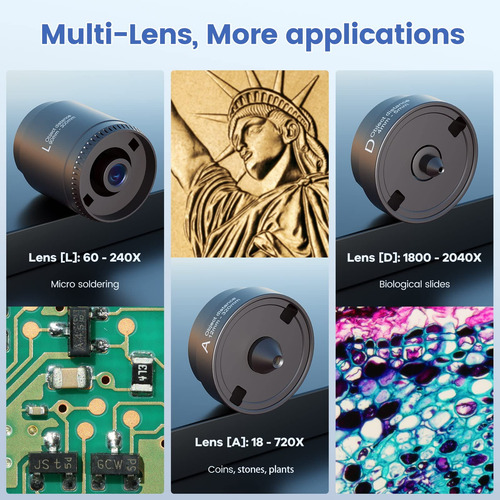 Microscópio Digital Joyalens Jl246ms 24mp 2000x Com 3 Lentes