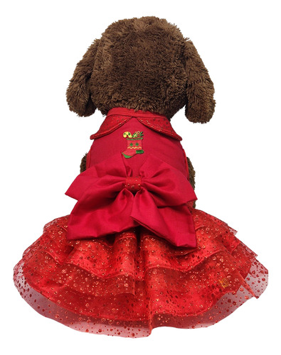 Roupa Pet - Vestido Brilhante Natal