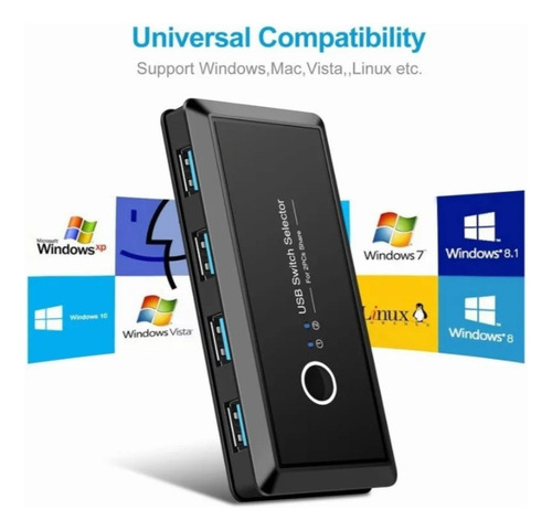 N 2 Piezas Con 4 Piezas Conmutador Kvm Usb 3.0 Selector Usb