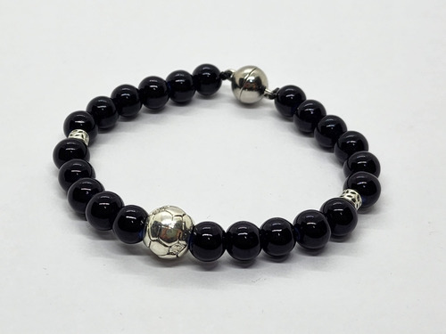 Pulsera Negro Futbol Pelota Plata - Pulse