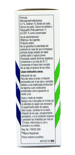Imagen 2 de 3 de Tears Naturale Ii Caja Con Frasco Gotero Con 15 Ml