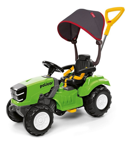 Carrinho De Passeio Infantil Trator Empurrador Pedal Verde